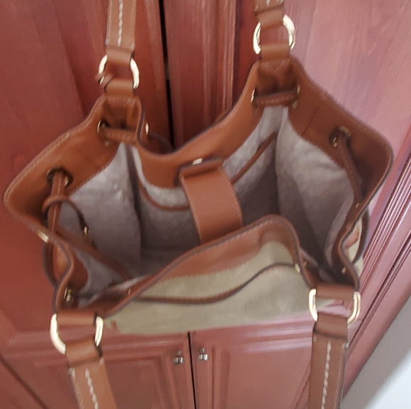 Michael Kors Metallic Marina Drawstring Canvas Handbag - Picture 8 of 12